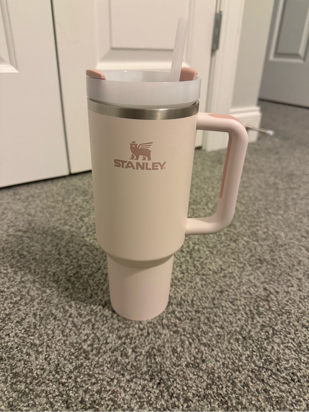 Stanley Pale Pink Insulated Travel Tumbler with Handle